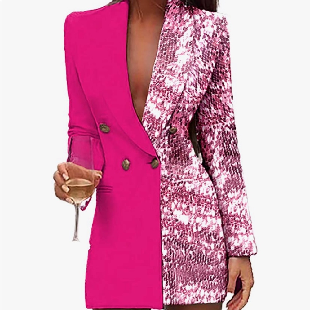 Never worn pink sequin blazer/dress